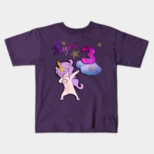 Unicorn Birthday for 3 Year Old Girls Magical 3 Dancing Cute Birthday Theme Unicorns Kids T-Shirt